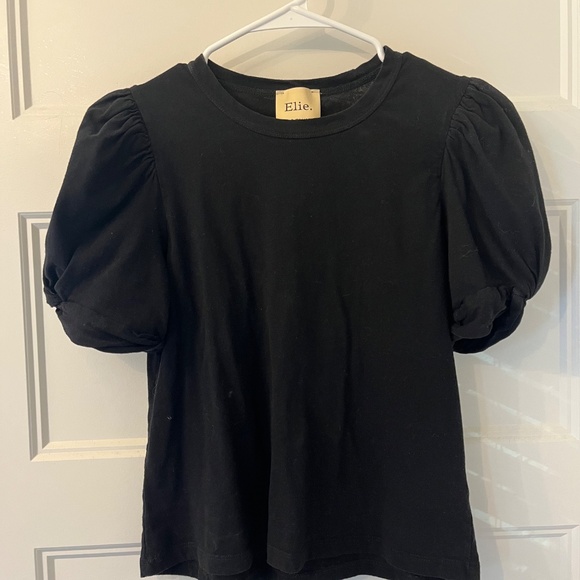 Elie Tahari Black Puff Sleeve Shirt - Picture 2 of 6